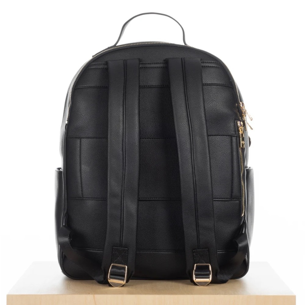 ela Handbags - Elegant Black Vegan Leather Backpack - Picture 2 of 16
